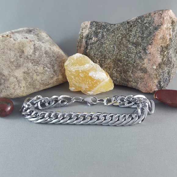 Silver Stainless Steel Cuban Curb Bracelet - Picture 3 of 5